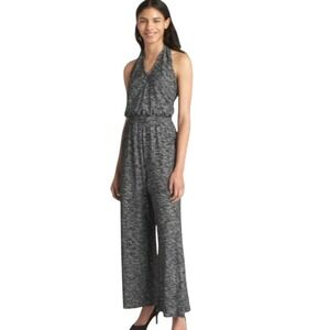 Womens Sleeveless Jumpsuit Gray Wide Leg‎ Halter Neck Tie Back Casual